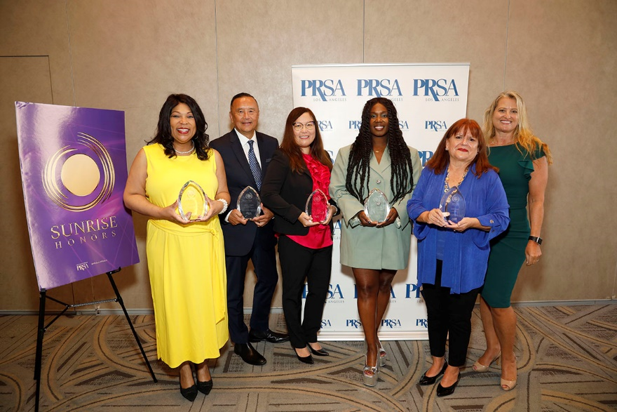 (L-to-R: PRSA National Chair Dr. Felicia Blow, David C. Magdael, Amy Grindrod, Phylicia Fant, Patricia Perez and PRSA-LA President Melendy Britt)